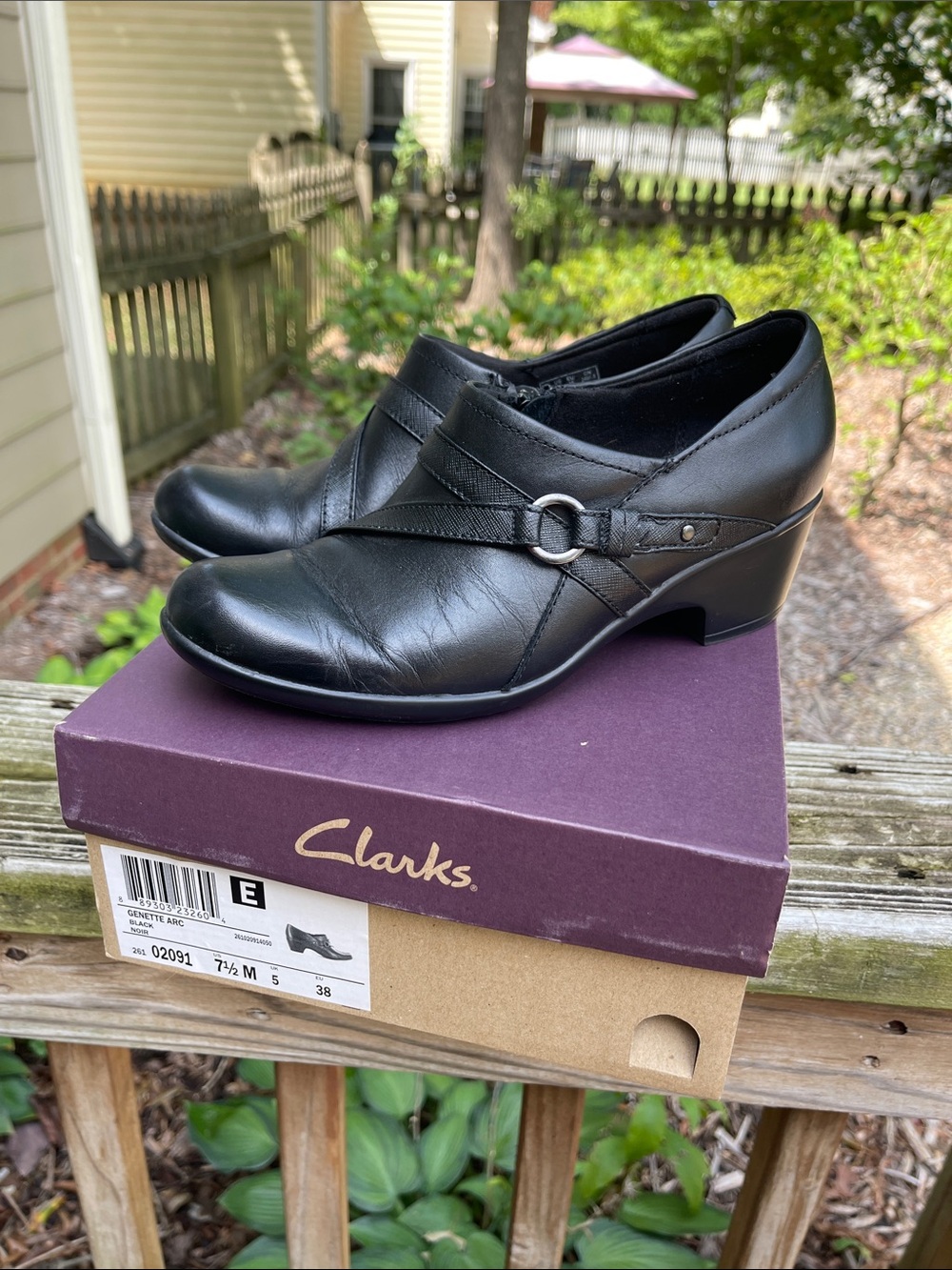Clarks Genette Arc Heeled Loafers-Sz 7.5